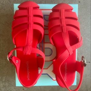 Jeffrey Campbell Red Candied Jelly Platform Sandals size 7